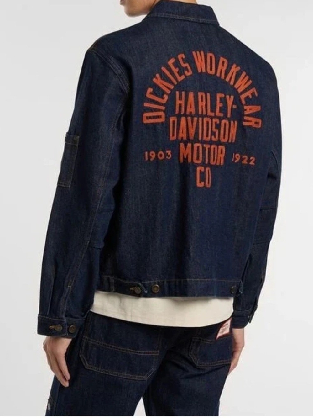 NEW!!! Harley-Davidson x Dickies Navy Denim Workwear Jacket, Large, Retail $220 - Picture 7 of 16